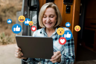 Elderly person getting video help